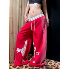 批发美式撞色哥特十字架印花弯刀卫裤男女宽松休闲潮牌爵士舞阔腿裤秋