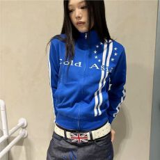 批发【华棉复合刺绣】美式复古立领卫衣开衫男女新款星星刺绣短款外套