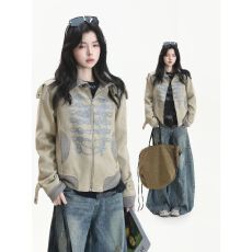 批发原版350g麂皮绒面料】复古宫廷风正肩拿破仑外套女立领设计感休闲