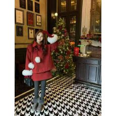 批发冬季新款韩仿狐狸毛加棉外套+<b class='q'>半身裙</b>时尚套装减龄两件套