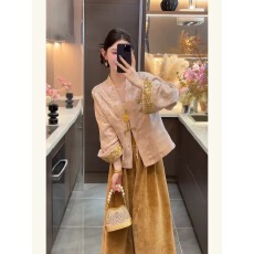 批发气质穿搭一整套高级感新中式国风盘扣外套阔腿裤独特<b class='q'>超</b>好看两件套