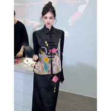批发2026春秋新款<b class='q'>超</b>火穿搭一整套新中式<b class='q'>女装</b>国风刺绣高级感旗袍套装裙
