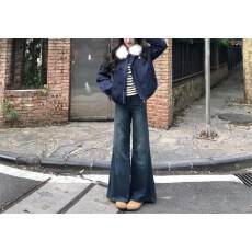 批发美式辣妹高街微喇牛仔裤女高腰<b class='q'>新款</b>百搭显瘦喇叭长裤