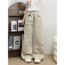 批发美式工装微喇<b class='q'>牛仔裤</b>女夏季新款高腰显瘦设计感喇叭裤子