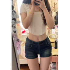 批发美式辣妹双扣低腰牛仔短裤女夏季新款紧身百搭a字包臀<b class='q'>热裤</b>