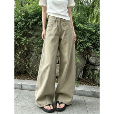 批发美式卡其色宽松水洗阔腿<b class='q'>牛仔裤</b><b class='q'>女</b>2026新款高腰显瘦<b class='q'>直筒</b>拖地长裤