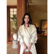 批发pusumede 曼城旧事 卡其色中长款风衣<b class='q'>外套</b>女高级感廓形气质<b class='q'>大衣</b>