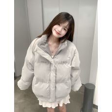 批发复古美式拼接撞色<b class='q'>立领</b>棉服外套女冬季新款休闲百搭简约学院风棉袄