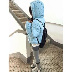 批发冬季新款<b class='q'>日系</b><b class='q'>甜美</b>学院风可爱星星小熊蓝色棉服百搭棉服