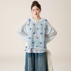 批发韩系时尚穿搭一整套减龄立体蝴蝶针织马甲<b class='q'>背心</b>叠穿<b class='q'>打底</b>衫