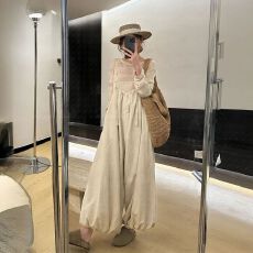 批发日系慵懒风休闲花苞长款<b class='q'>连体</b><b class='q'>裤</b>搭配杏色打底上衣春季爆款两件套