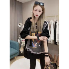批发小众简约设计感小众炸街卫衣女欧货个性贴补印花连帽上衣女ins风