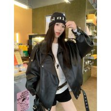 批发黑色皮衣外套女2025新款秋<b class='q'>冬</b>季酷飒风独特超好看机车复古夹克
