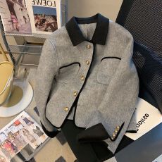 批发2025秋冬款小香风双面仿羊绒大衣女短款小金扣法式小个子毛呢外套
