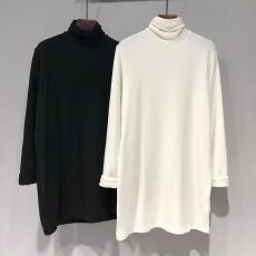 批发中长款高领长袖T恤女秋冬磨毛德绒<b class='q'>打底衫</b>内搭鲨鱼裤搭配上衣遮臀