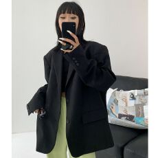 批发黑色小西装外套女2025新款春秋装今年流行oversize休闲高级感西服