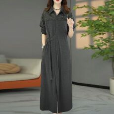 批发高档设计感蕾丝拼接不规则连衣裙大码遮肉系带显瘦过膝长裙子春<b class='q'>秋</b>