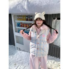 批发撞色格纹爱心羊羔毛双面穿<b class='q'>马甲</b>外套棉服<b class='q'>男</b>女冬季立领无袖坎肩