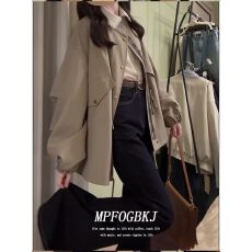 批发早春韩系高级感抽绳立领夹克外套女秋<b class='q'>冬</b>季2026新款小个子短款风衣