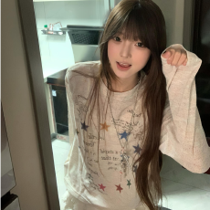 批发彩纱星星<b class='q'>长袖</b>罩衫慵懒<b class='q'>针织衫</b>女春夏宽松防晒上衣外套2026新款