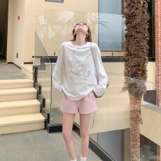 批发赛莱尔 甜美慵懒松弛感<b class='q'>长袖</b>防晒罩衫t恤女2026新款夏休闲宽松上衣