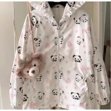 批发日系软萌甜妹小熊满印薄款防晒衣女夏季透气防紫外线长袖宽松外套