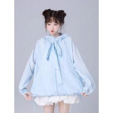 批发立体猫耳蝴蝶结系带防晒衣女夏季小个子防紫外线宽松萌妹薄款外套