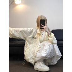 批发美式甜妹小碎花满印防晒衣女宽松休闲夏季薄款开衫外套