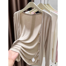 批发莫代尔棉披肩防晒衣<b class='q'>女装</b>夏季外搭皮肤衣罩衫V领开衫薄外套