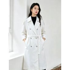 批发巨好看<b class='q'>风衣</b>外套女2026秋季穿搭新款小个子英伦风白色大衣中长款