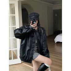 批发黑色复古皮衣外套女2026春<b class='q'>秋</b>新款高级设计感今年流行机车夹克上衣