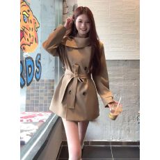 批发千金女主风双排扣风衣女中长款2026春秋季新款系带收腰外套高级感