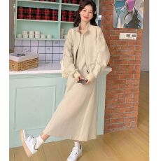 批发大码秋季穿搭一整套卫衣套装女2026新款休闲减龄背心连衣裙两件套