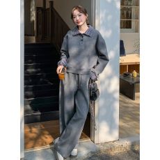 批发大码韩系chic休闲<b class='q'>运动</b>套装女2026秋季新款<b class='q'>时尚</b>卫衣阔腿长裤两件套