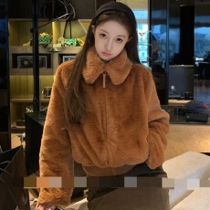 批发夹棉加厚冬季新款环保獭兔毛皮草外套女短款水貂毛年轻款毛毛外套