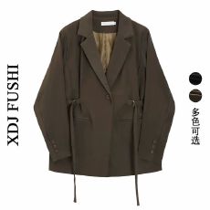 批发2026春秋季复古休闲<b class='q'>小西装</b>女韩版系带小众收腰显瘦小个子西服<b class='q'>外套</b>