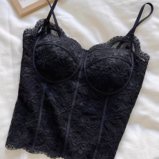 批发法式<b class='q'>性感</b>蕾丝鱼骨吊带<b class='q'>文胸</b>背心女秋冬带胸垫