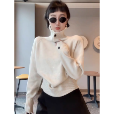 慵懒高级感灰色高领毛衣