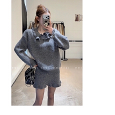 批发【 韩味十足】 花边毛衣➕裙子套装