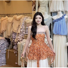 批发2026夏季新款度假风抹胸<b class='q'>连衣裙女</b>夏不规则设计感后背打揽碎花短裙