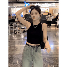 批发工字小背心辣妹<b class='q'>修身</b>显瘦无袖短款上衣