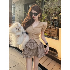 韩系慵懒风气质短袖针织开衫T恤