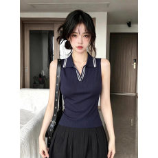批发polo领藏青色针织<b class='q'>背心</b>