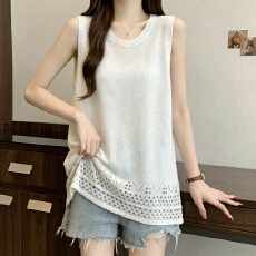 批发实拍实价 大码女装韩系纯色圆领套头显瘦针织衫背心