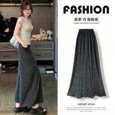 批发原版面料1比1做工-法式灰色包臀半身裙女<b class='q'>春</b>秋冬季a字伞裙鱼尾裙子