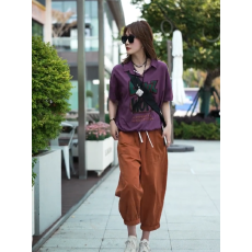 批发休闲两件套装女2026年夏季字母印花短袖<b class='q'>T</b>恤+水洗棉九分哈伦<b class='q'>裤</b>潮