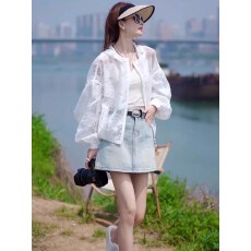 批发<b class='q'>蕾丝</b>提花防晒衣外套女薄款2026夏季新款小个子高级感休闲百搭上衣