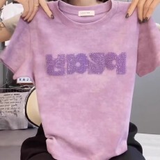 批发2026夏<b class='q'>新款</b>扎染亮片刺绣短袖T恤紫色洋气欧货上衣<b class='q'>欧洲站</b>高端女装