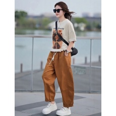 批发休闲卡通印花T恤+宽松<b class='q'>哈伦裤</b>两件套2026春夏新款减龄<b class='q'>套装</b>半袖上衣