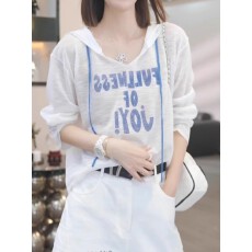 批发大码连帽印花长袖防晒t恤女2026年春夏胖MM薄款罩衫宽松休闲上衣